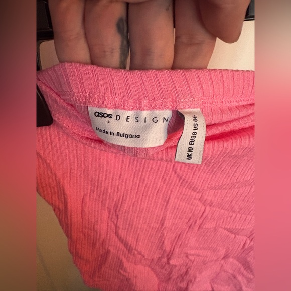 Pink One-Shoulder Ribbed Crop Top ASOS Size 6 NWOT - Picture 4 of 6